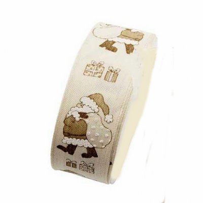 Dekoband Weihnachtsmann 40mm creme