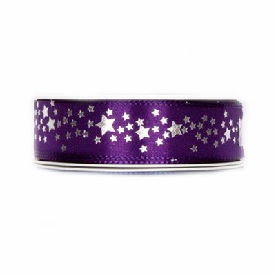 Dekoband 25mm Sterne violett gold