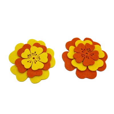 Filzblumen orange/gelb 3 Stück 5-8,5cm