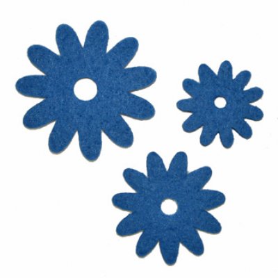 Filzblumen blau 3 Stück