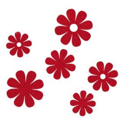 Filz-Blumen 4,5cm rot 6er Set
