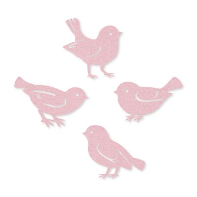4 Filzvögel rosa