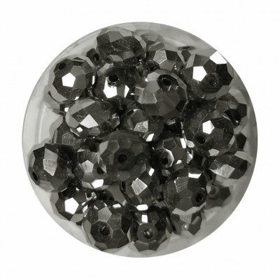 Glasschliffperle rund silber bedampft 8mm