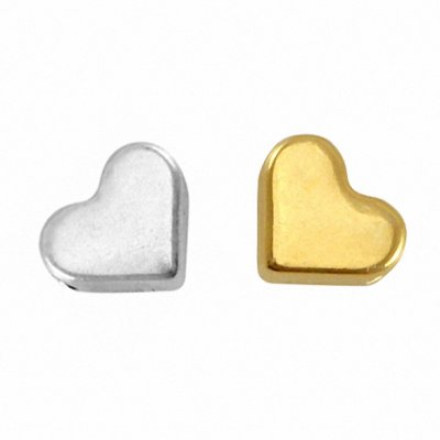 Herzperlen 7mm für Buchstabenperlen silber/gold horizontal