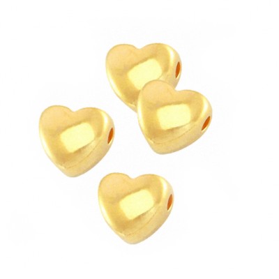 Herzperlen 6mm für Buchstabenperlen gold horizontal