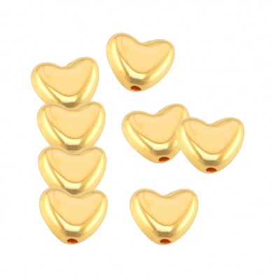Herzperlen 7mm für Buchstabenperlen gold vertikal