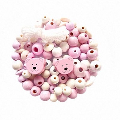 Motivperlenmischung Minibär rosa/weiß 60 Stück