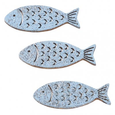 Streuteile Fische 40mm Glitzer blau 6 Stück