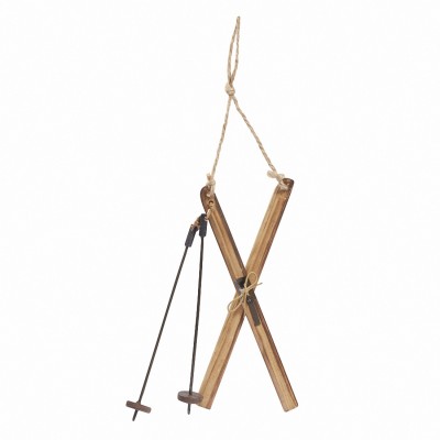 Holzskier mit Stöcken 18,5cm