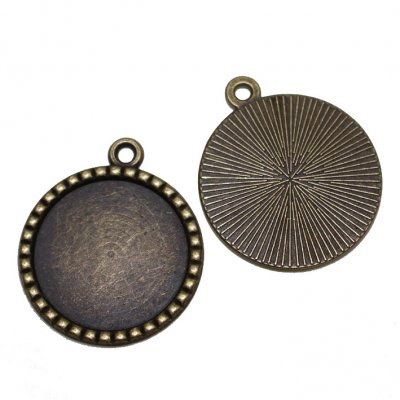 Anhänger Fassung 25mm bronze Zacken