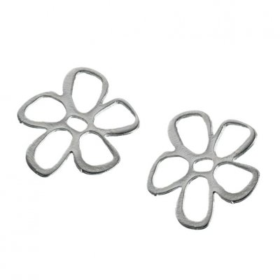 Metallperle Blume 30mm silber