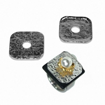 Metallperle Scheibe Quadrat 20mm silber