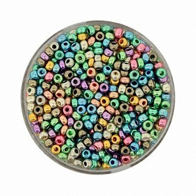 Rocailles bunt metallic glänzend 2,6mm 17g Dose