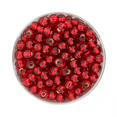 Rocailles 4,5mm rot Silbereinzug 17g Dose