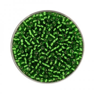 Rocailles grün Silbereinzug 2,6mm 17g Dose
