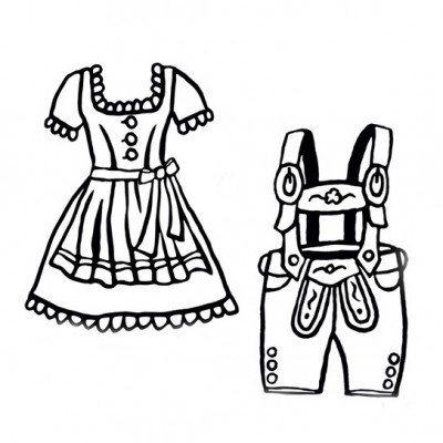 Stempel Dirndl oder Lederhose