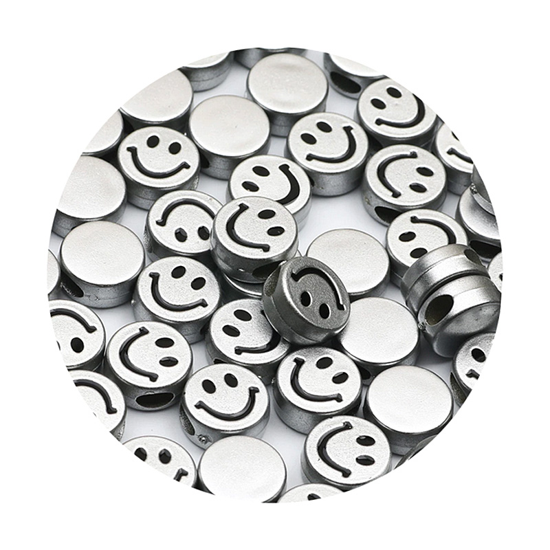 Smileyperle 12mm für Buchstabenperlen silber matt