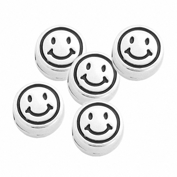 Smileyperle 7mm für Buchstabenperlen silber