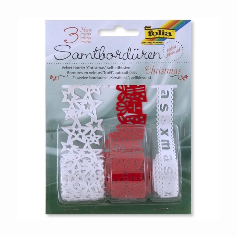 Samtbordüren rot/weiß 3m selbstklebend