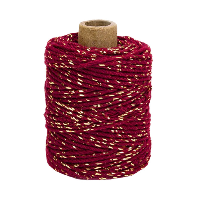 Baumwollkordel weinrot/gold mit Lurex 1m