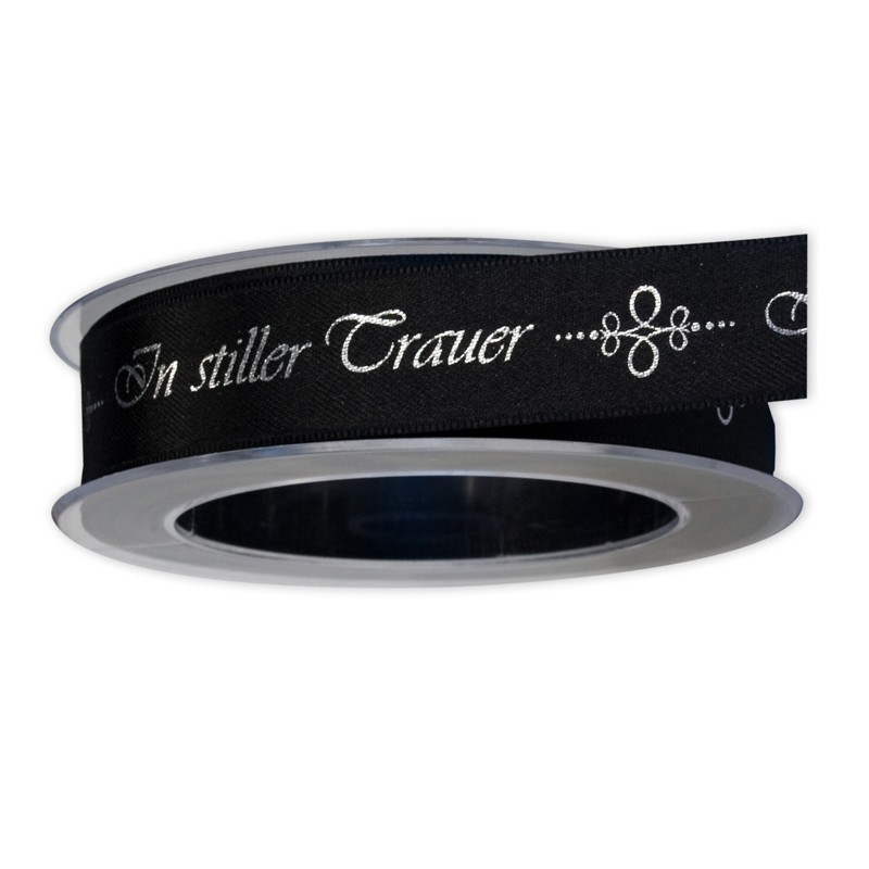 Trauerband mit Text In stiller Trauer schwarz silber