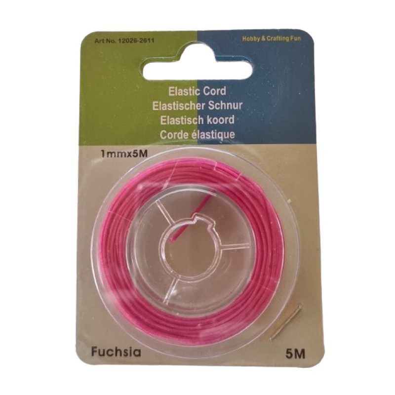 Gummikordel fuchsia 1mm 5m Rolle