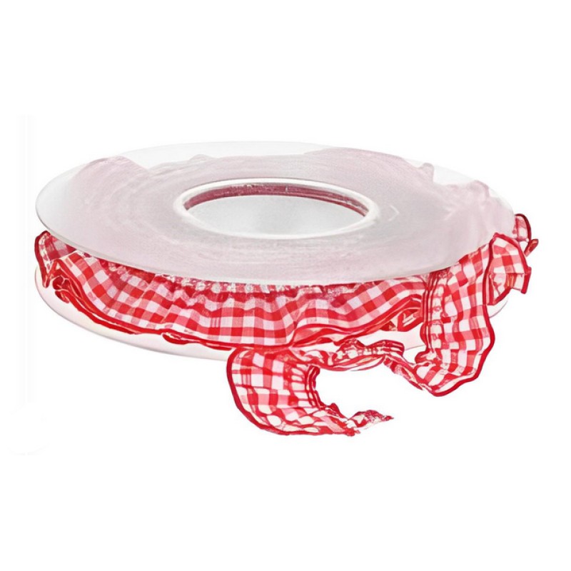 Elastisches Rüschenband rot 20mm karo