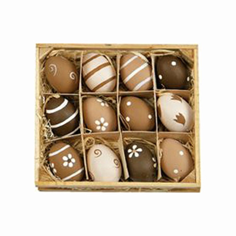 Keramik-Eier 4,5cm natur gemustert 12 Stück