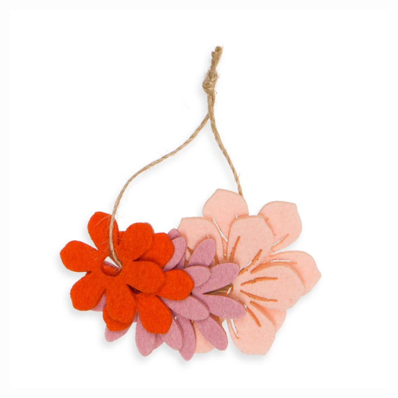 Filzblumen rosa-rot 6 Stück 4,5-6,5cm