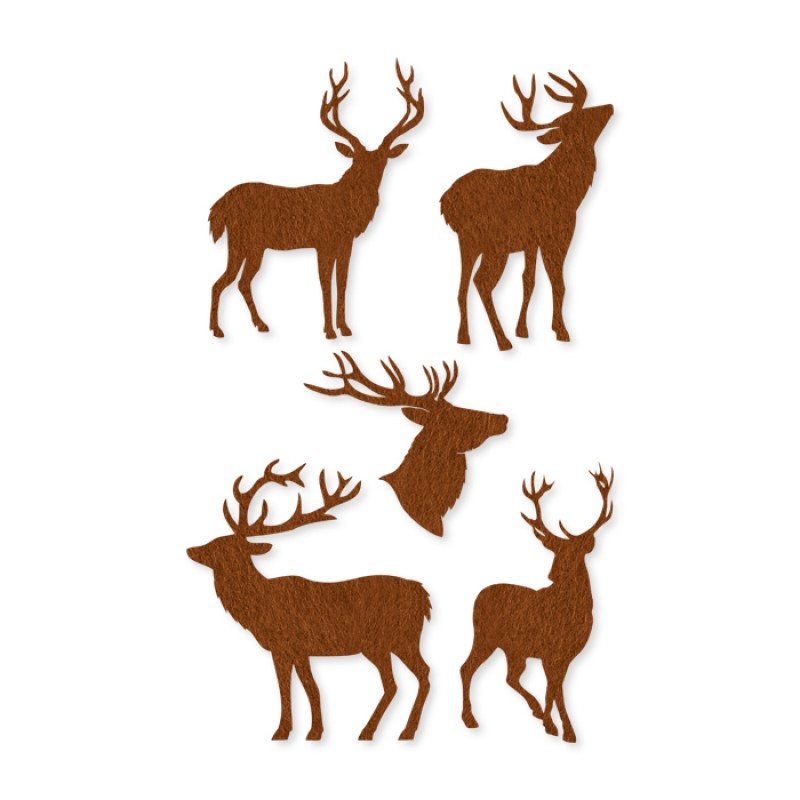Filzsticker Hirsch braun 5er Set