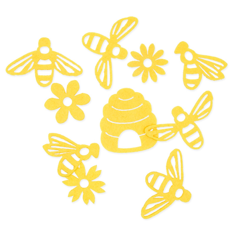 Filz-Bienensortiment gelb 3er Set