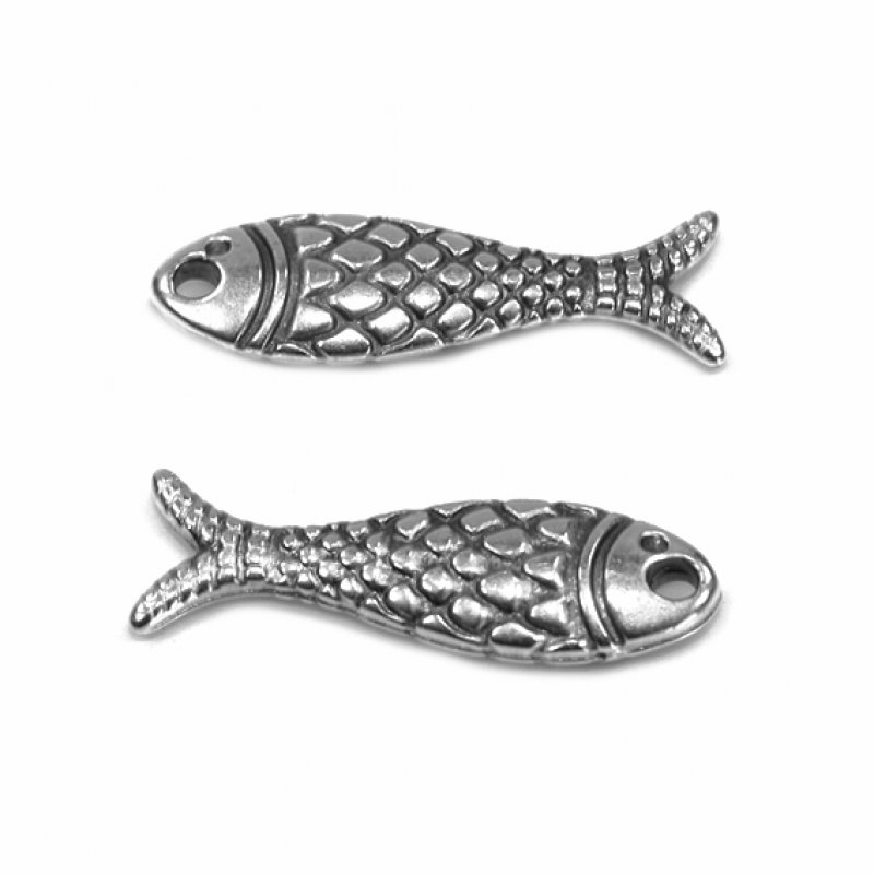 Metallanhänger Fisch 3D silber