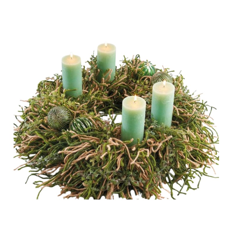 Adventskranz mit Strohkranz und Filz/Juteschnur