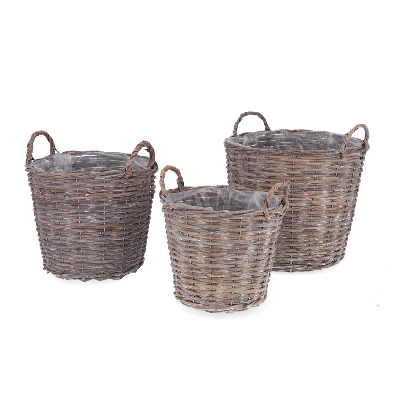 Henkelkörbe 3er Set Rattan gespalten 34cm