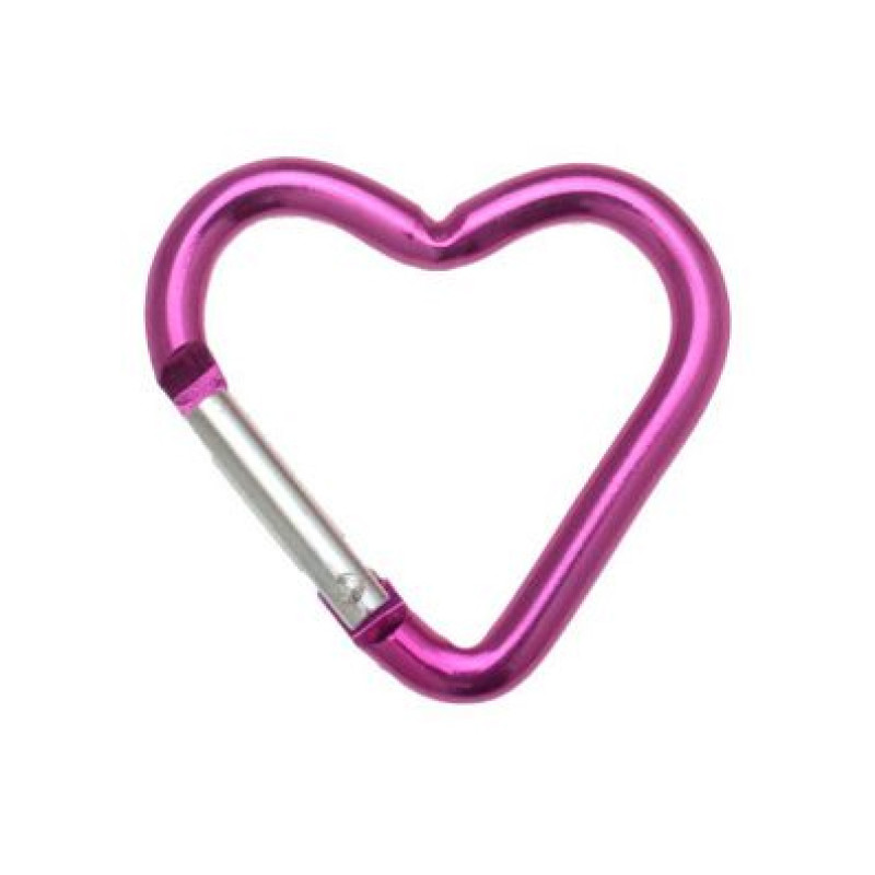 Karabinerhaken Herz pink aus Aluminium silber eloxiert 75mm