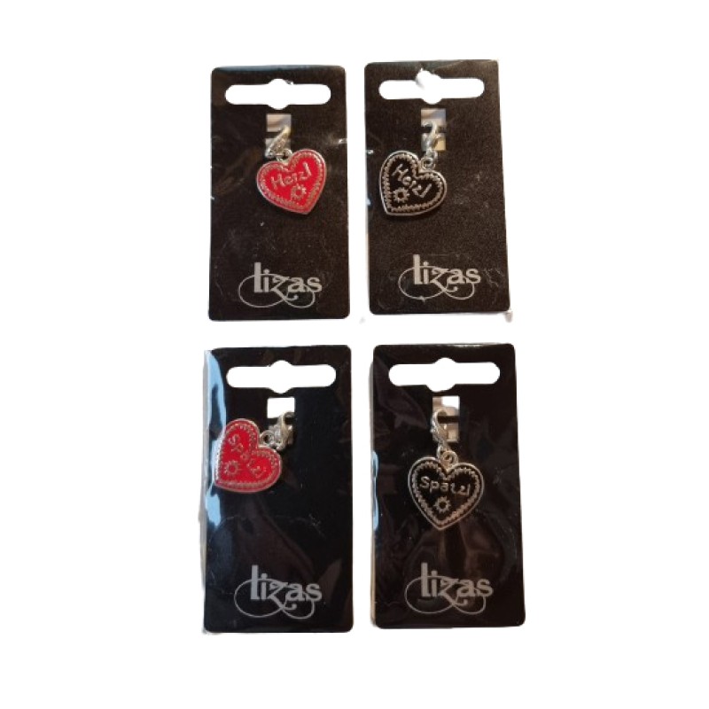 Anhänger Charm Spatzl/Herzl 18mm schwarz oder rot