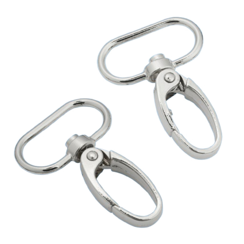 Dreh-Karabiner für 25mm Bänder Schlaufe silber 2 Stück