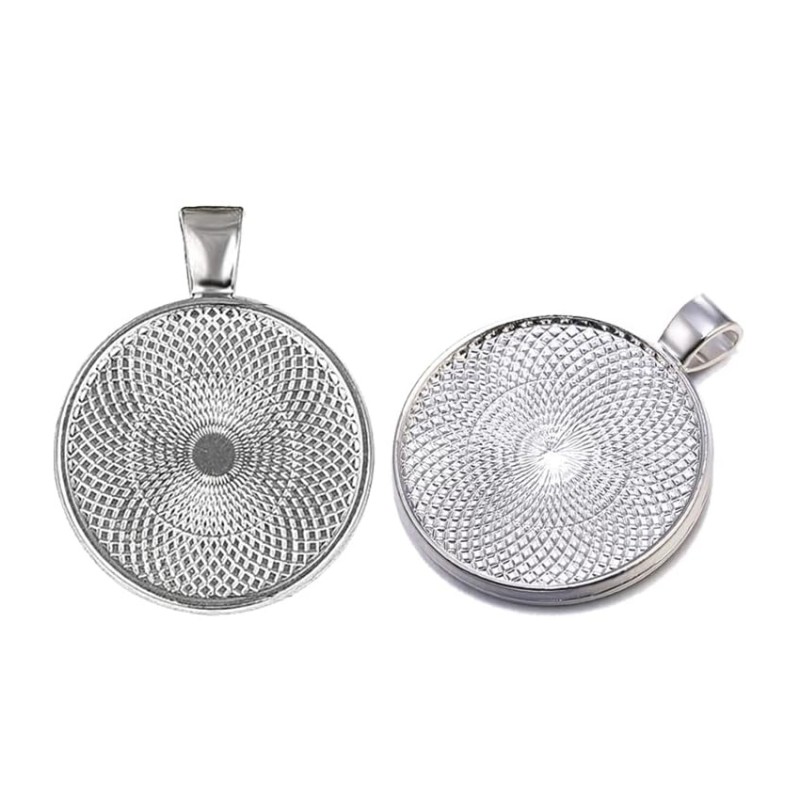 Fassung für Cabochon hellsilber 25mm mit breiter Öse