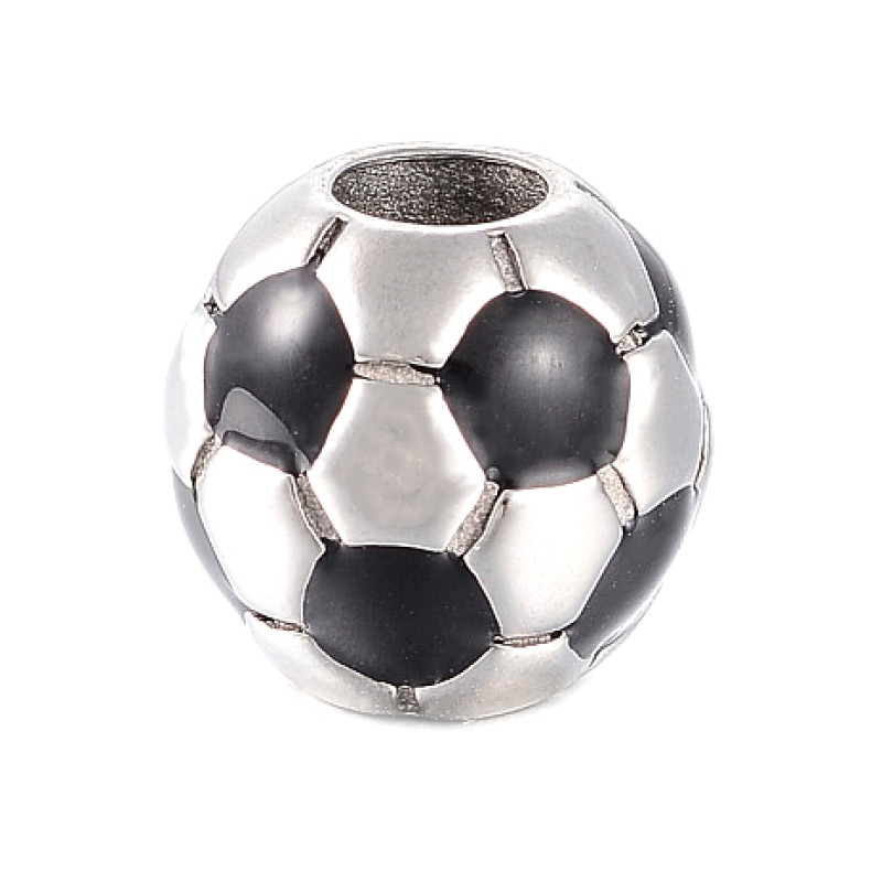 Metallperle Fussball 13mm Edelstahl