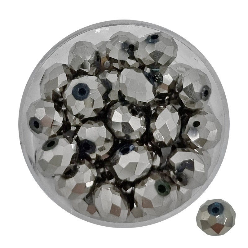 Glasschliffperle 8mm silber verspiegelt