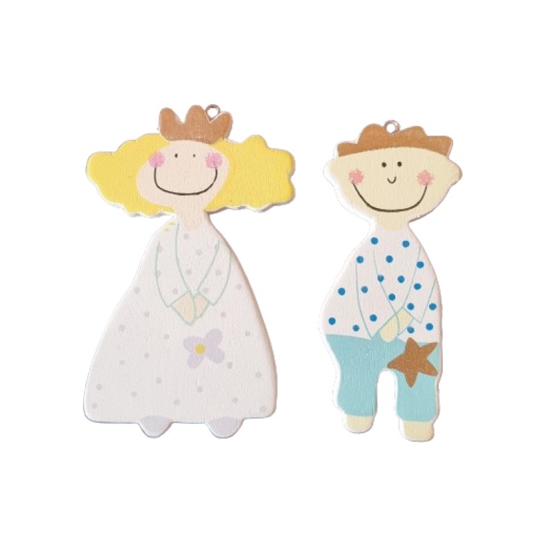 Holzanhänger Junge und Mädchen 9cm