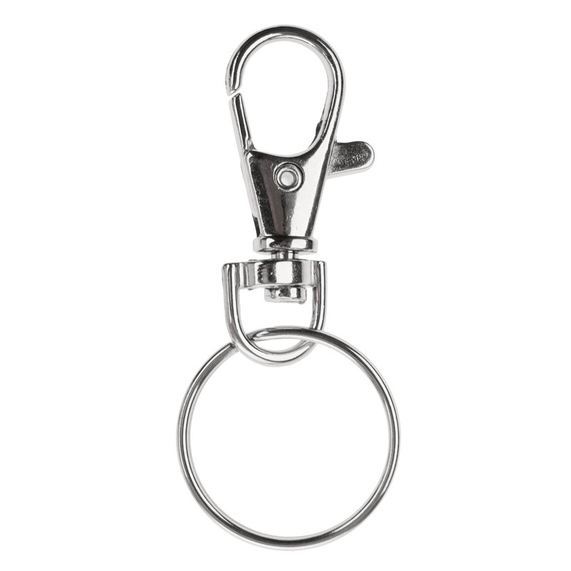 Karabinerhaken mit Schlüsselring silber 6cm