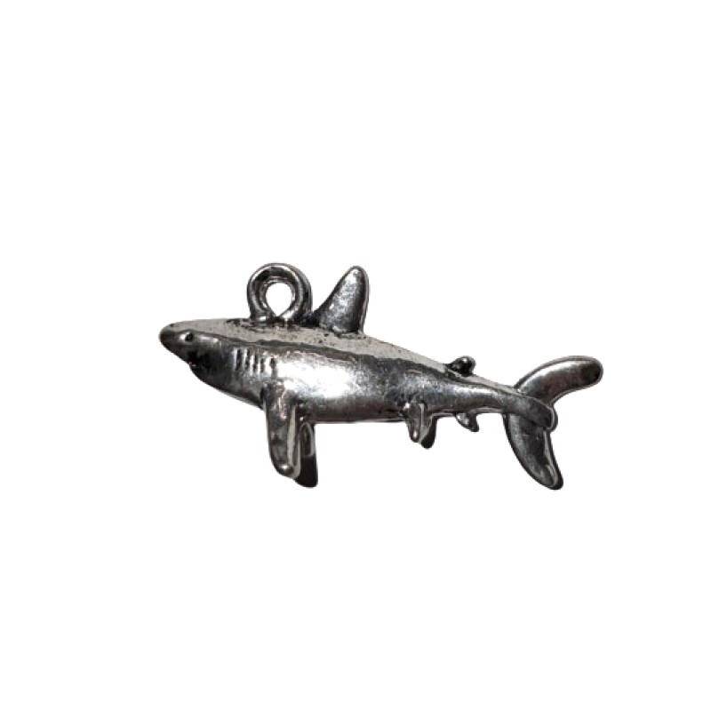 Metallanhänger Fisch Hai 3D silber 26mm