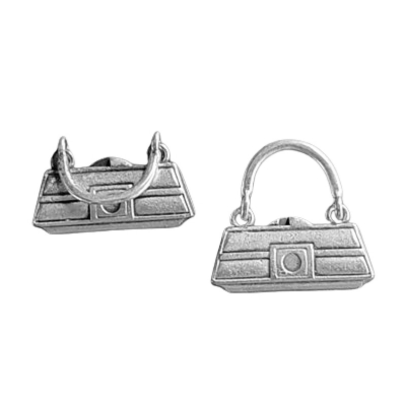 Metallanhänger Handtasche mit Bügel 25mm silber