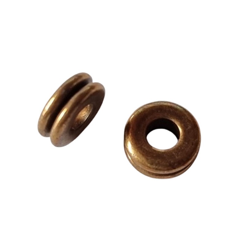 Metallperle Scheibe 5x3mm bronze mit Kerbe