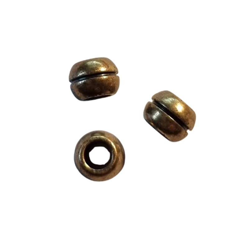 Metallperle rund 7x5mm bronze mit Kerbe