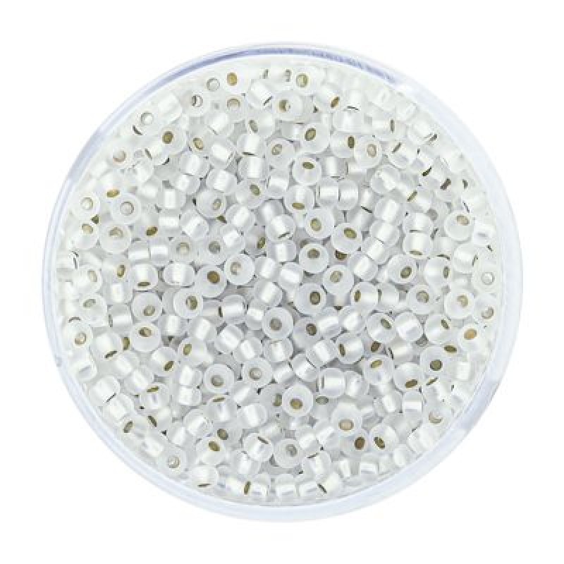Rocailles kristall matt Silbereinzug 2,6mm 17g Dose