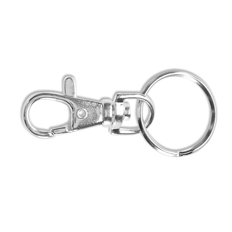 Karabinerhaken mit Schlüsselring 65mm silber