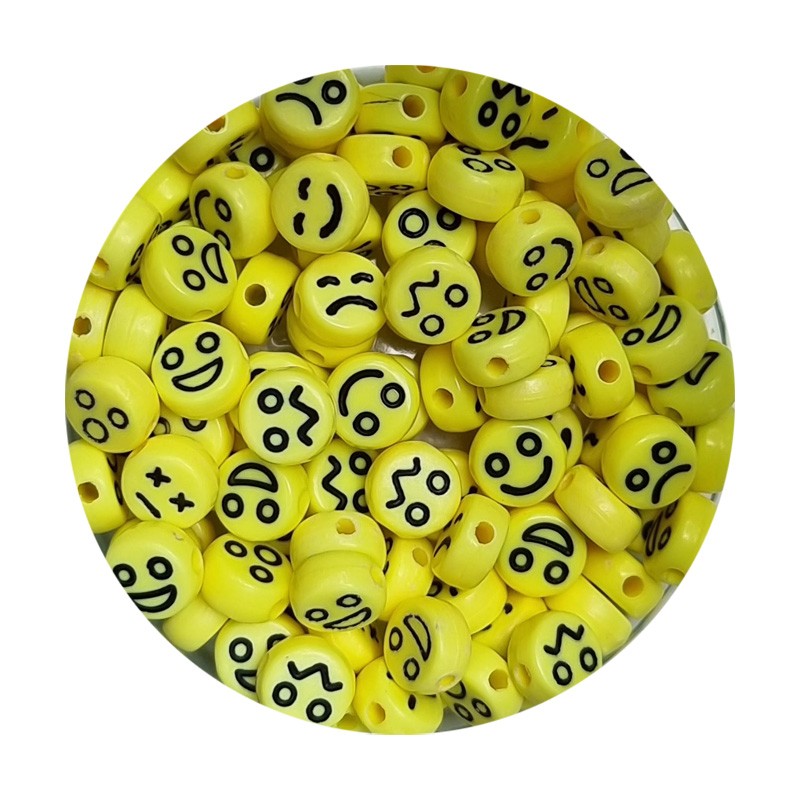 Smileyperle gelb-schwarz  7mm Emotionen