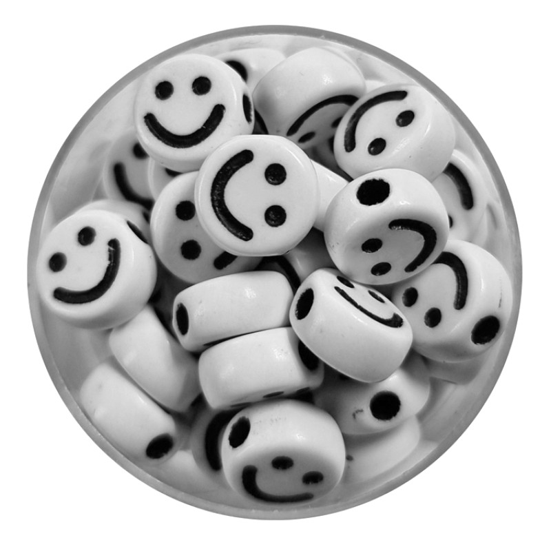 Smileyperle weiß-schwarz 10mm